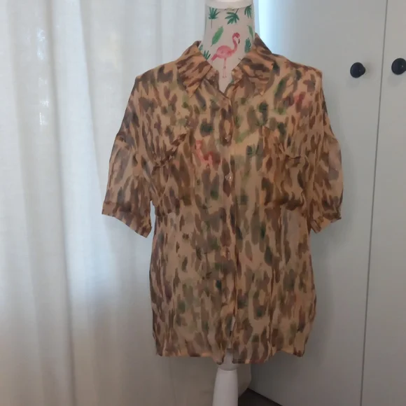 Wish the Label retro silk sheer blouse (10) - Picture 1 of 4